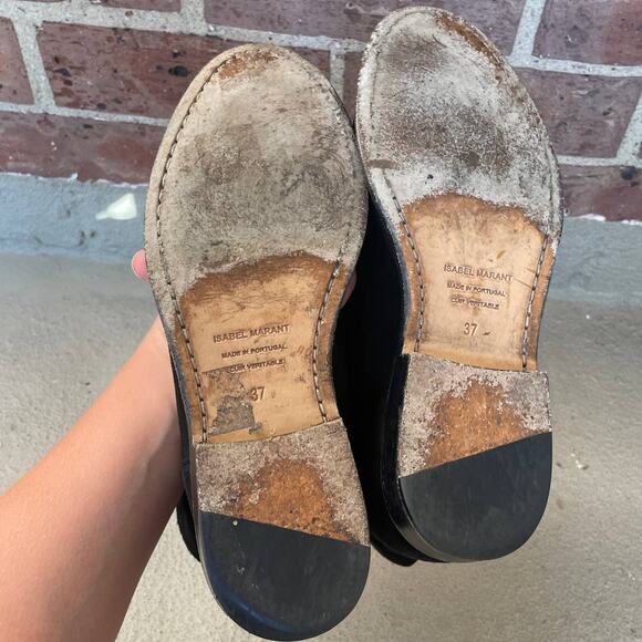 Isabel Marant Crisi Slouchy Black Suede Ankle Boots Booties sz 37 Hidden Wedge - Picture 13 of 15